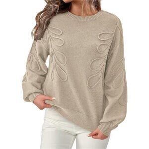 Oversized Ribbed Knit Sweater | Lantern Sleeve Crewneck Pullover Cozy Fall Top